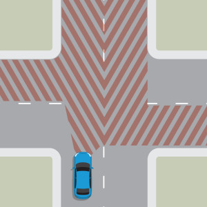 चौराहे की ओर ड्राइविंग — New Zealand Road Code illustration