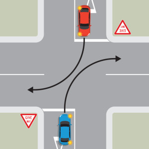 चौराहे की ओर ड्राइविंग — New Zealand Road Code illustration