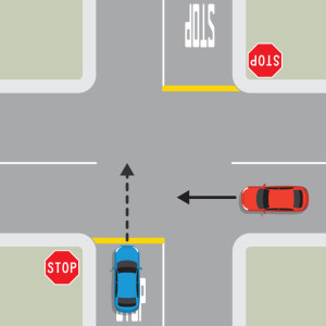 चौराहे की ओर ड्राइविंग — New Zealand Road Code illustration