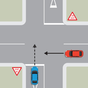 चौराहे की ओर ड्राइविंग — New Zealand Road Code illustration