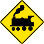 रेलवे लेवल क्रॉसिंग पर रास्ता देना — New Zealand Road Code illustration