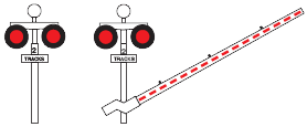 रेलवे लेवल क्रॉसिंग पर रास्ता देना — New Zealand Road Code illustration