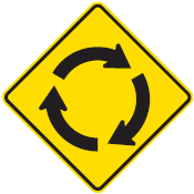 चक्कर (राउंडअबाउट) पर रास्ता देना — New Zealand Road Code illustration