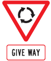 चक्कर (राउंडअबाउट) पर रास्ता देना — New Zealand Road Code illustration