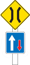 單線車道橋樑上的讓路規則 — New Zealand Road Code illustration