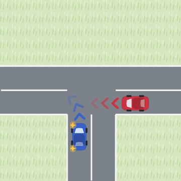 道路に進入する車両は、すでにその道路を走っている車両に譲る。