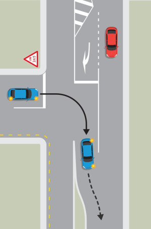 विलय (मर्जिंग) — New Zealand Road Code illustration
