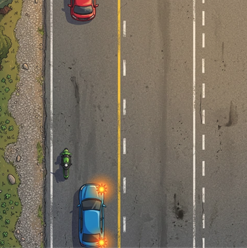Passing within your lane where the line permits.