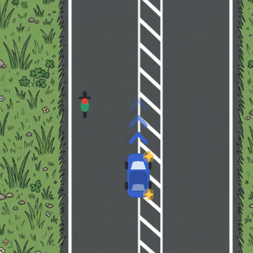 Using a flush median to pass a cyclist with room.