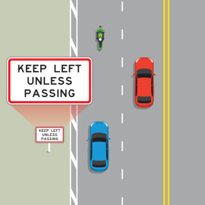लेन का सही उपयोग करना — New Zealand Road Code illustration
