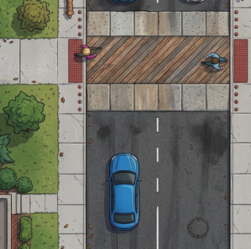 横断歩道；車両は歩行者に譲る。