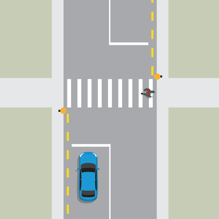 पैदल यात्रियों के साथ सड़क साझा करना — New Zealand Road Code illustration