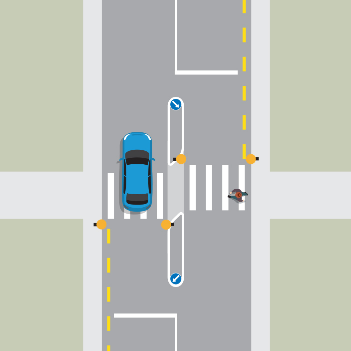 पैदल यात्रियों के साथ सड़क साझा करना — New Zealand Road Code illustration