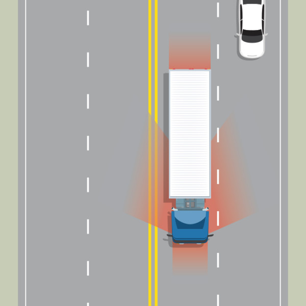 與卡車及公車共享道路 — New Zealand Road Code illustration